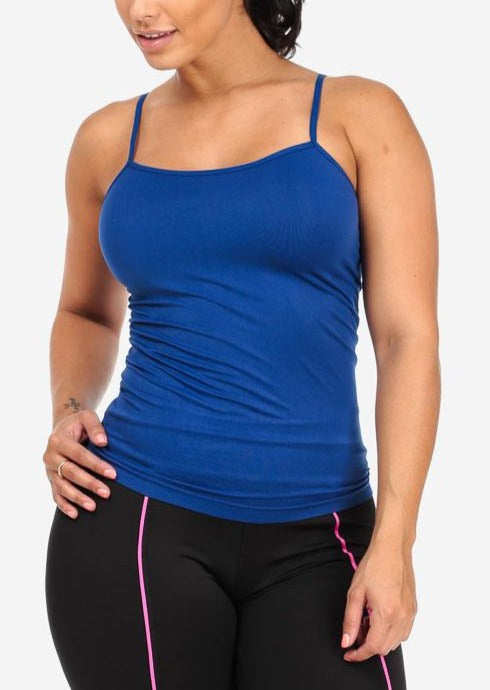 One Size Spaghetti Strap Seamless Top (Royal Blue)