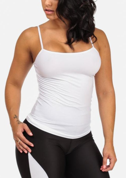 One Size Spaghetti Strap Seamless Top (White)